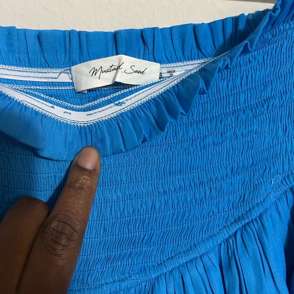 Mustard Seed Blue Bubble Mini Skirt Ruffled Resort Wear - Picture 3 of 4